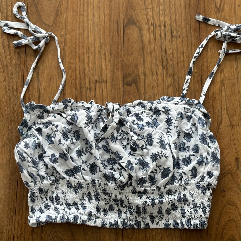 Cotton-On Women’s Floral Cropped Tank Top W/ Elastic Waist & Ties Size XS